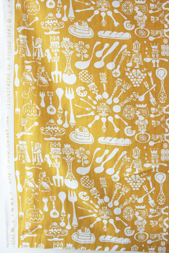 LINNETリネンプリント　一口女王パプリカイエロー